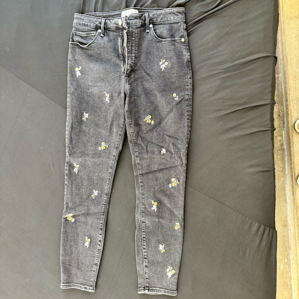 Abercrombie & Fitch Black Embroidered Skinny Jeans